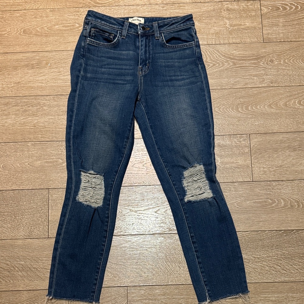 L'AGENCE High Rise Distressed Skinny Ankle Jeans